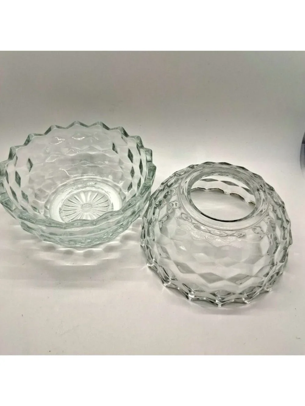 HOMCO Fairy Lamp Clear Glass Globe Candle Holder With Diamond Honeycomb Pattern